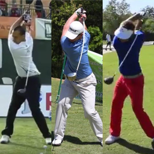 Long drivers in top position of backswing. This flexibility and mobility is key to adding distance.